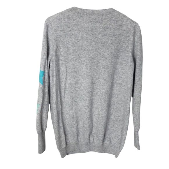 Pure Collection 100% Cashmere Sweater Gray Heather Stars 8/10 Medium Long Sleeve - Picture 7 of 12
